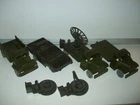 4 Vintage Marx Army Playset Vehicles Radar Truck - Duck Truck - Carrier Truck ++