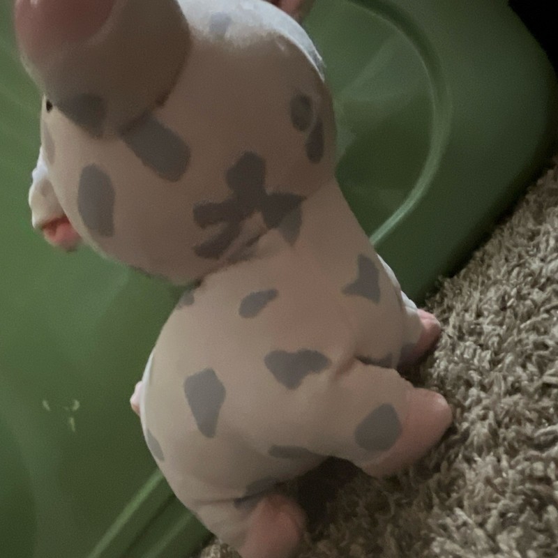 Pink/Gray Spotted Pig Plush Toy, Small 6-14 in Stuffed Animal, Ages 3+