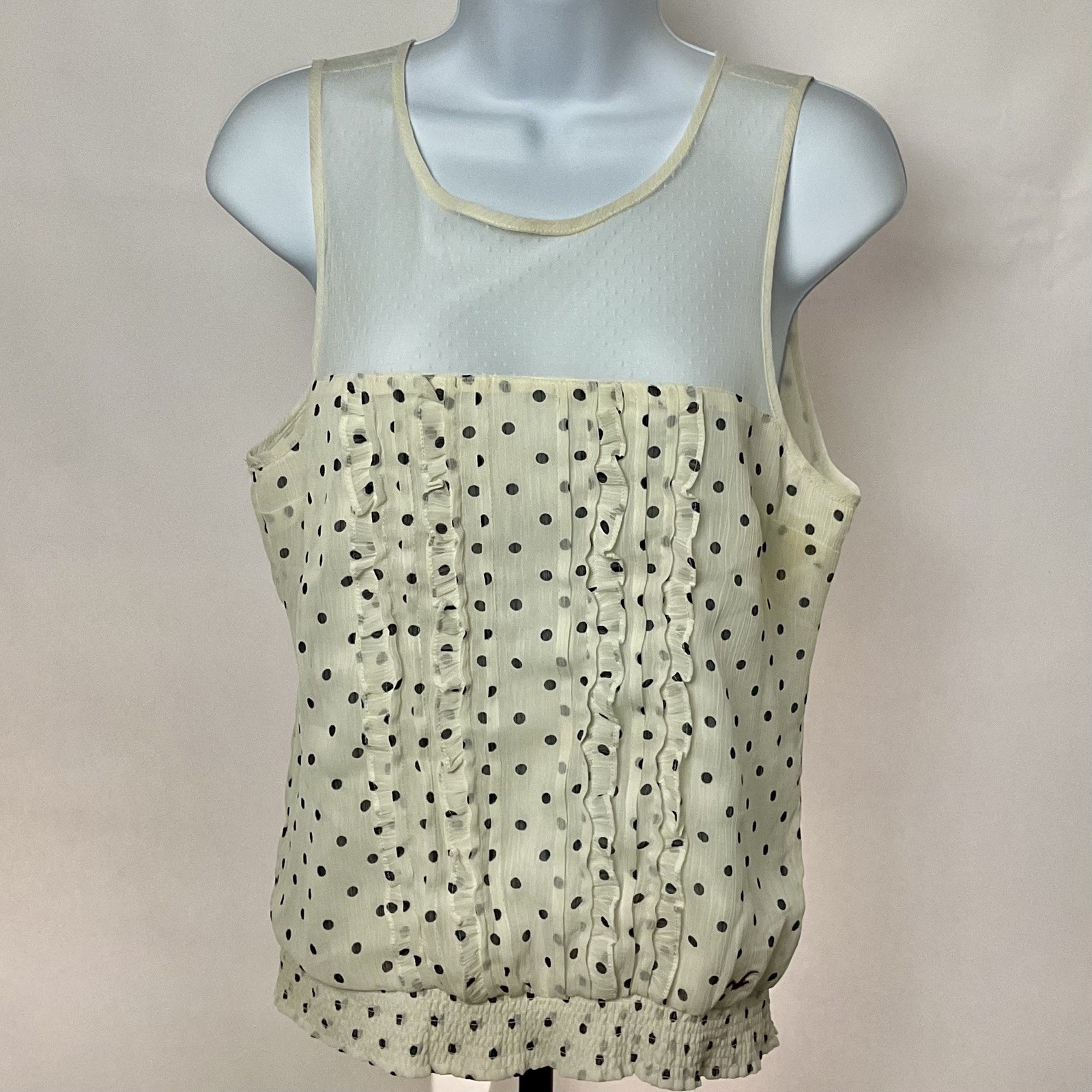 Holister Women's Sleeveless Top Polka Dots And Ruffle Front Size Small