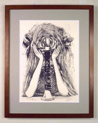 Shigeru Izumi ''Rose and Flute'' Lithograph Print 1958 Limited Edition