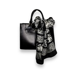 Oscar Black and White Animal Print Silk Scarf
