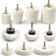 10 drill bit polishing wheels, flannel mixed polishing head kit