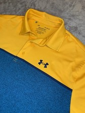 Under Armour Men's Large L Playoff Polo Shirt Gold Blue HeatGear Performance