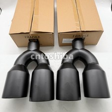 2.5 In Quad Dual Wall Staggered 4 Out Bevel Stainless Steel Exhaust Tips Black