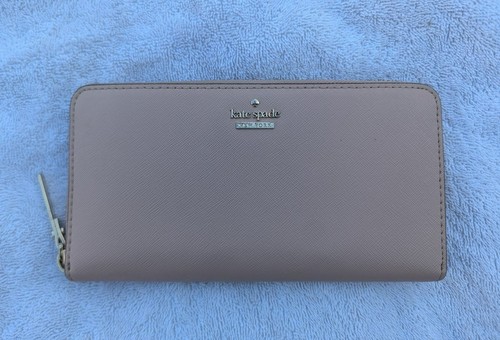 Kate Spade Cameron Street Lacey Crossgrain Leather Zip Around PWRU5073B Beige