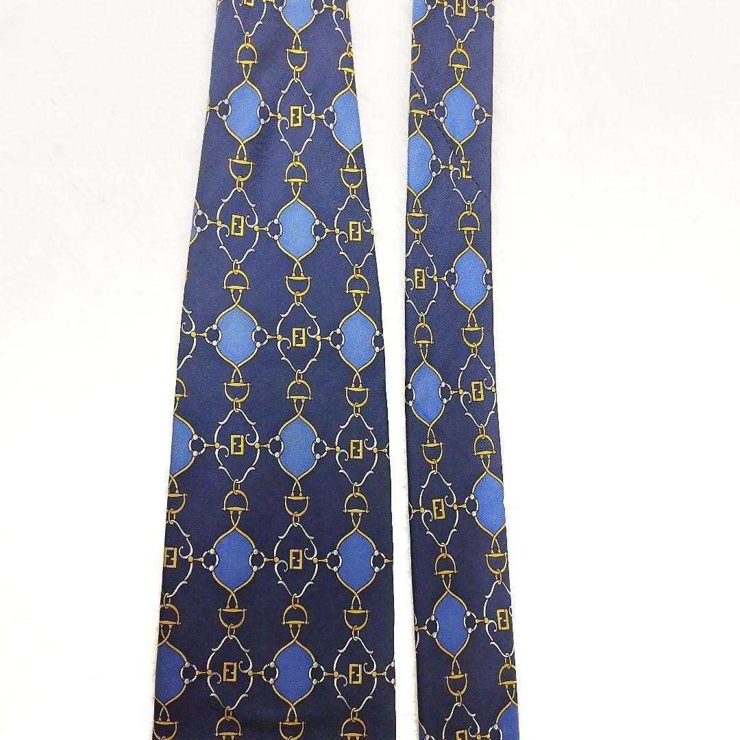Fendi Silk Logo Tie 100% Silk Pre-Owned Gray 9cm Wide thumbnail 3
