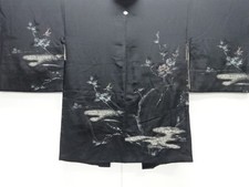7722707: JAPANESE KIMONO JAPANESE HAORI COAT / WOVEN MIST  FLOWER