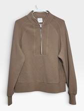 VARLEY Cortina Half Zip Sweatshirt Ottoman Knit Pullover Top Tan Size Small