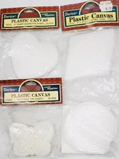 4 Packs of Plastic Canvas Shapes CIRCLES-HEARTS-BUTTERFLIES-DIAMONDS NIP