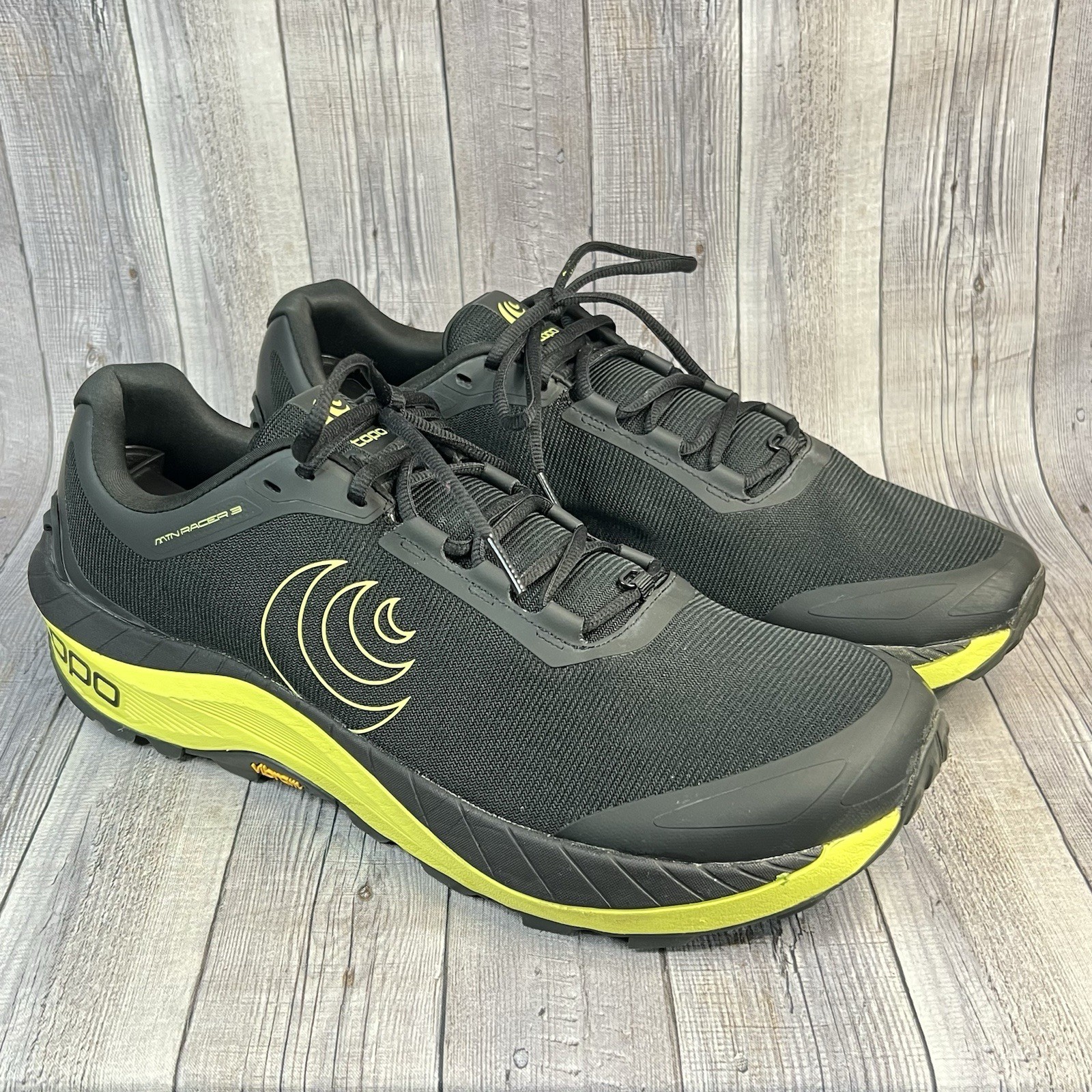 SAOLA Scarpe da Trail Running Topo MTN Racer 3 Uomo Taglia 13 Nero Lime Suola Vibram