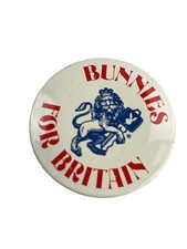 Vintage Bunnies For Britain Pinback Button. Playboy 1.5" Made In USA. Super Rare