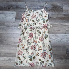 Madewell Silk Floral Midi Dress Cream Ruffle Overlay Summer Wedding