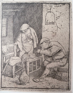 Adriaen van Ostade The Smoker and the Drinker Cold Needle Etching Circa 1660