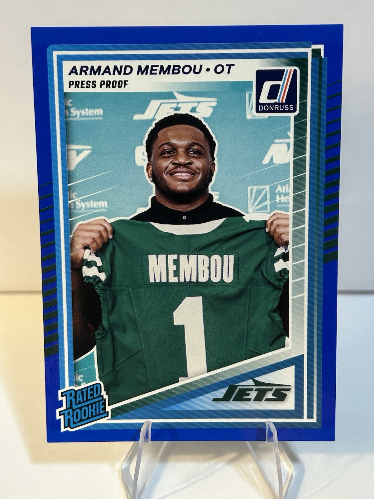 2025 Panini Donruss - Rated Rookie Armand Membou #358 Press Proof Blue (RC)