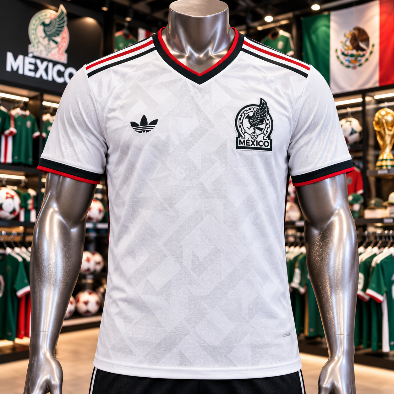 Mexico White Soccer Jersey Men’s National Team Away Football Shirt Red Black