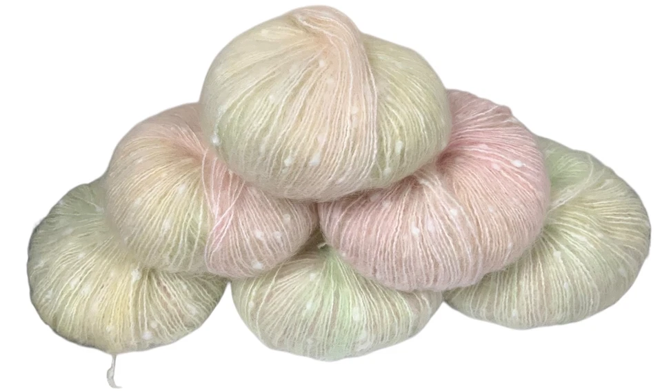 Glamour Fairy лот 6 точек Mohair пряжи градиент 50 г каждый цвет светло-зеленый розовый - Изображение 2 из 2