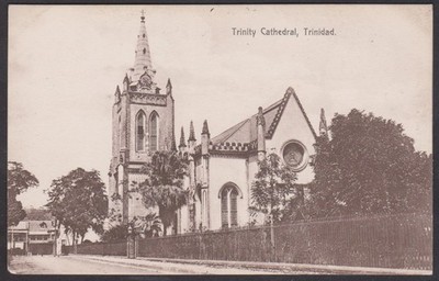 ALTE POSTKARTE TRINITY KATHEDRALE IM HAFEN VON SPANIEN, TRINIDAD, WESTINDIEN
