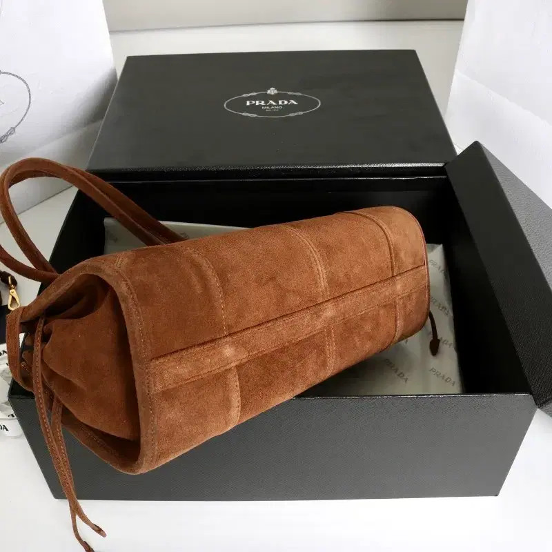 Prada Suede Tote Bag with Detachable Strap thumbnail 3
