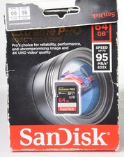 Sandisk Extreme Pro 64gb SD Card 95 mb/s SDXC UHS-I V30 U3 Class 10, SEALED-READ