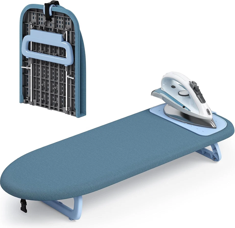 Tabletop Ironing Board Small Foldable Ironing Board with Iron Mat Blue - Image 3 of 4
