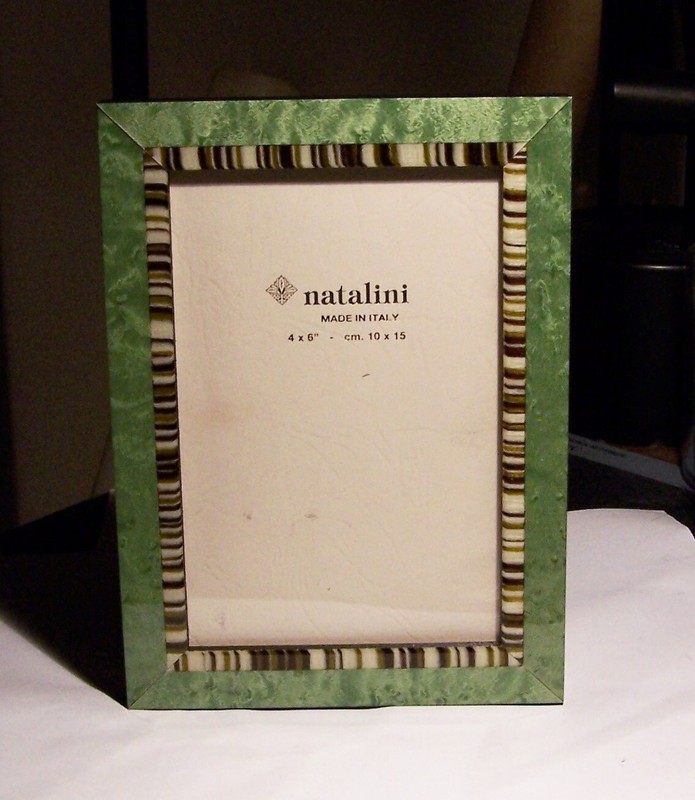 Natalini Picture Frame 4" X 6" Green Marblelized and Brown Stripes