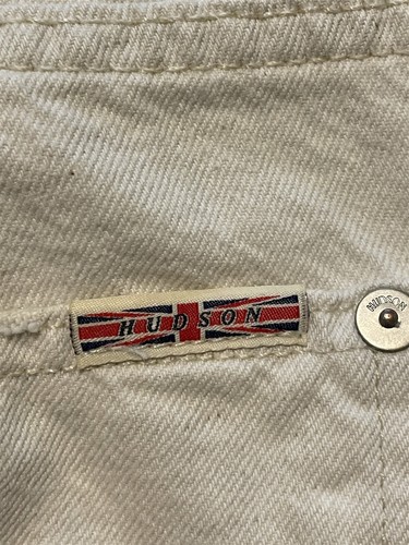 Hudson 34 x 34 SARTOR Slouchy Skinny DESTROYED White Cotton & Linen Denim Jeans - Picture 10 of 11