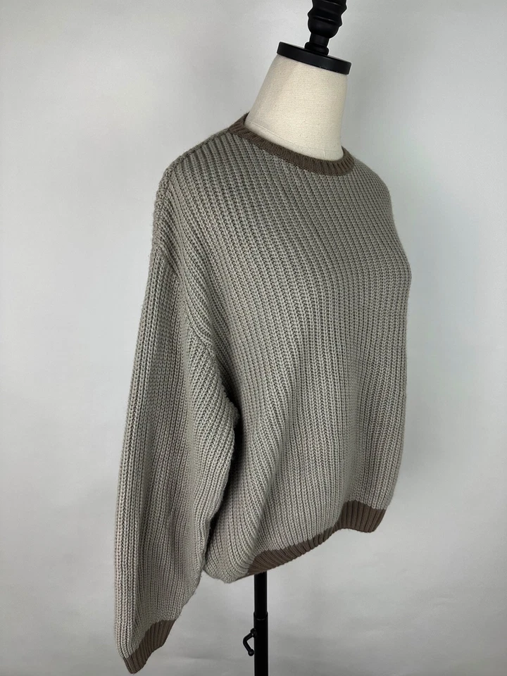 Suéter para mujer ASOS calce medio relajado beige acanalado tejido acrílico minimalista acogedor Foto 2 de 4