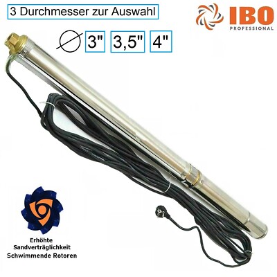 Tiefbrunnenpumpe Brunnenpumpe 2,5'' 3'' 3,5'' 4'' sandverträglich 5%  6,6 - 13,5bar