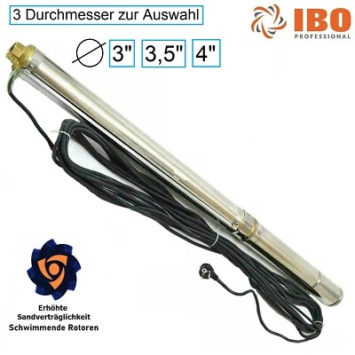 Tiefbrunnenpumpe Brunnenpumpe 2,5" 3" 3,5" 4" sandverträglich <5% 6,6 - 13,5bar