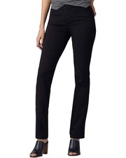 Lee L118812 Womens Black Flex Motion Regular Fit Straight Leg Jeans Size 6 Long