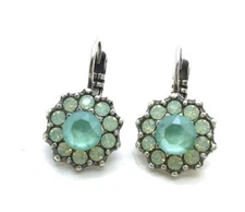 Earrings By Mariana Woman Flower Soft and Blue Green Swarovski Crystals