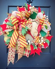 Gingerbread Cookie Baking Christmas Holiday Wreath Gift Kitchen Red Green Festiv
