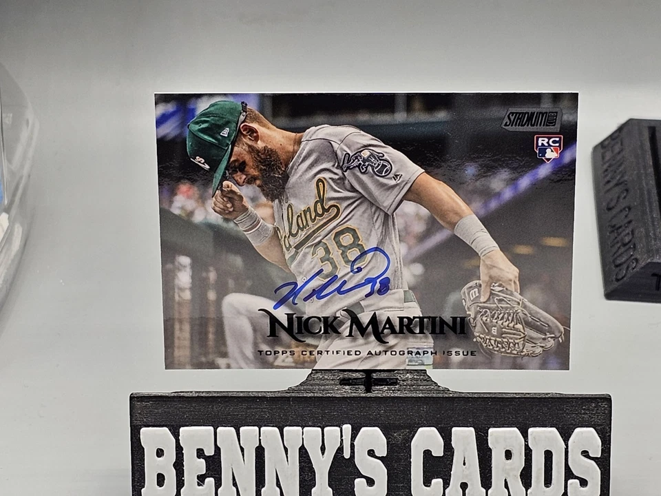 2019 Topps Stadium Club Baseball Black Foil 10/25 Autograph RC Nick Martini - Image 3 of 4