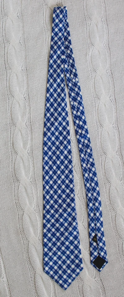 Corbata FENDI Cravatte azul real y blanco a cuadros de guinga Foto 3 de 4