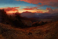 Classical Oil painting　William　Keith　Sunseｔ　on　Mount　Diablo　Marin　Sunset　＆　ｇｏａｔｓ