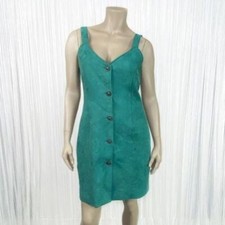 ALOHA STUDIO Large Green Velour Sleeveless Dress