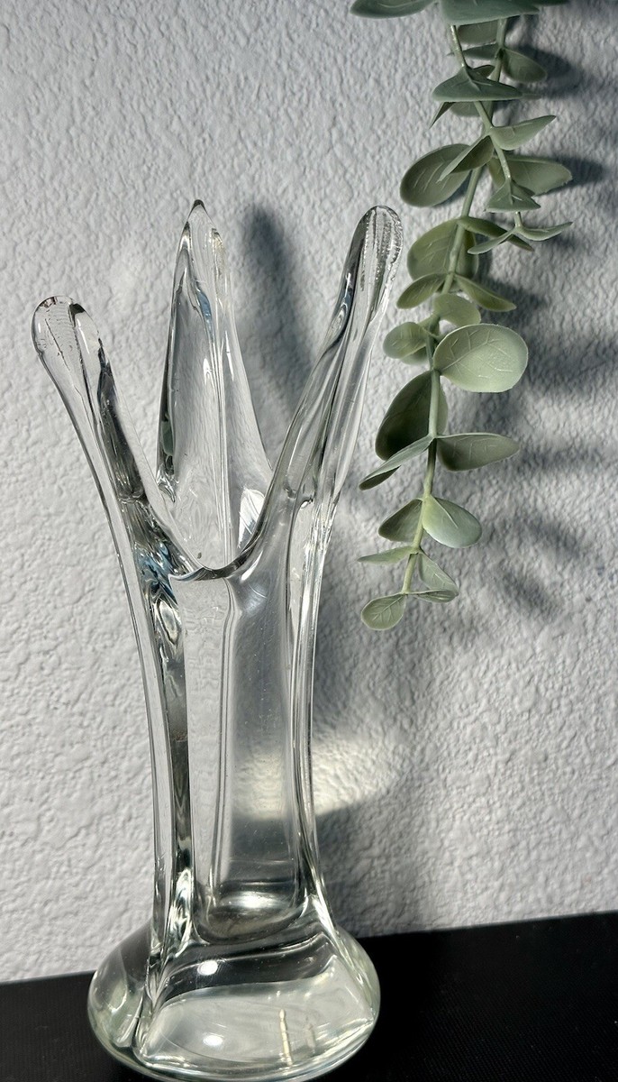 Mid-Century Modern Vintage Three Sided Flower Vase Unique Three