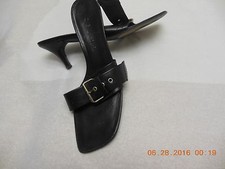 "Celine" fine Italian black leather slides size 40 B
