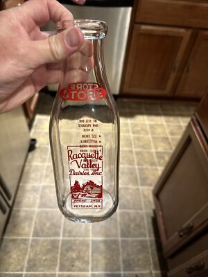 Racquette Valley Dairies, Inc.  Store  ACL Quart Milk Bottle Potsdam New York NY