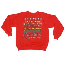 Vintage 1991 UGLY CHRISTMAS SWEATSHIRT Red Nutcracker Tree 1990s Large / 512