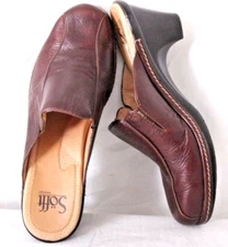 Sofft Born Mule Burgundy Brown Leather Bicycle Toe Heel shoes boots Women's 7 M