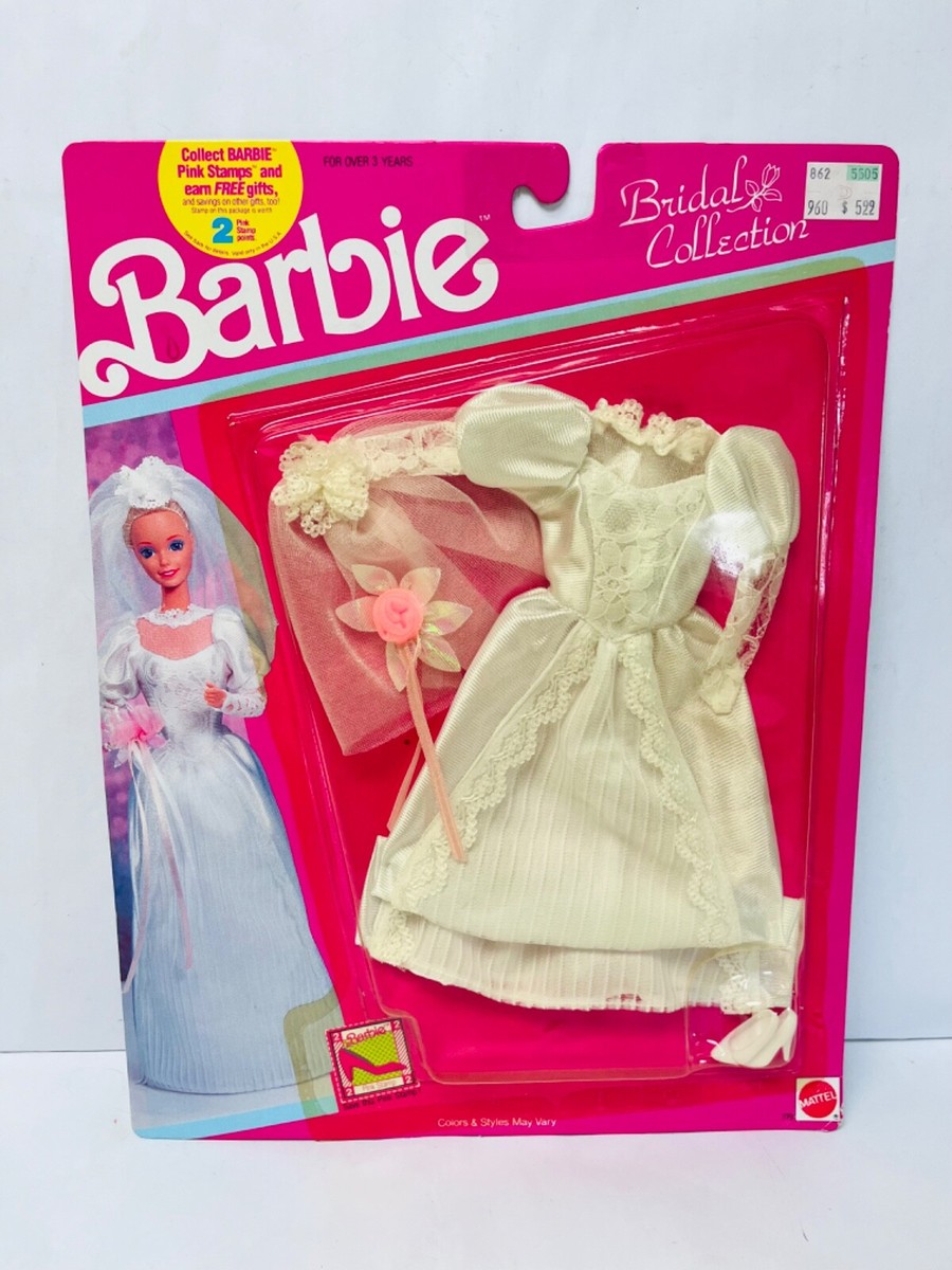 Vintage Barbie Doll Bridal Collection Wedding Gown Veil Set 1990