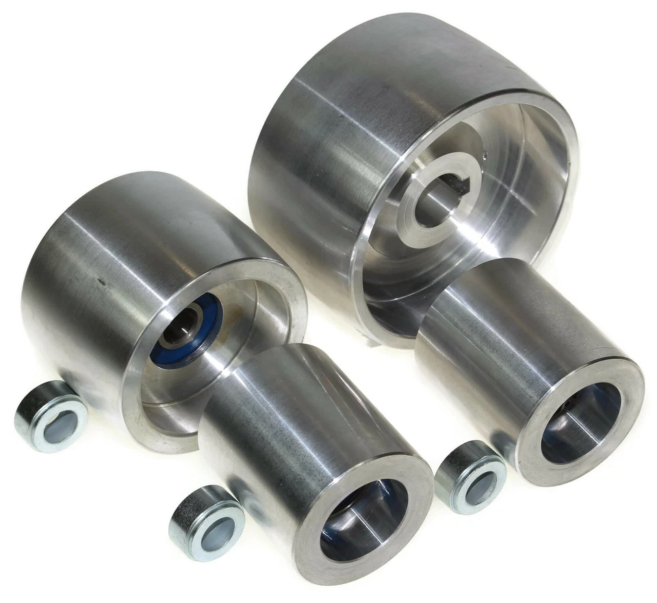 Juego de ruedas amoladora de correa amoladora de cuchillos 4" Drive-19 mm eje, 3" seguimiento, 2" ralentí Foto 4 de 4