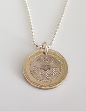 Colombian 1000 Pesos Coin Necklace  Coin Pendant  Unique Gift  Coin Jewelry 