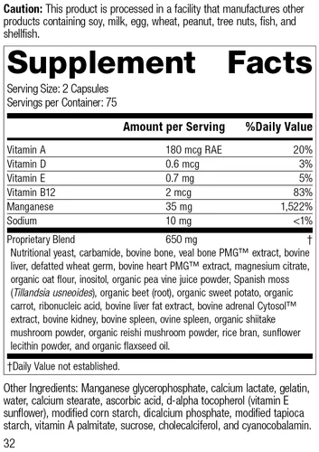 Standard Process Ligaplex II Whole Food RNA Supplement, 150 Capsules