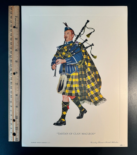 VINTAGE (1965) DEWAR'S SCOTCH WHISKEY - (4) SCOTSMAN POSTER SET - Tartans, NM - Picture 5 of 6