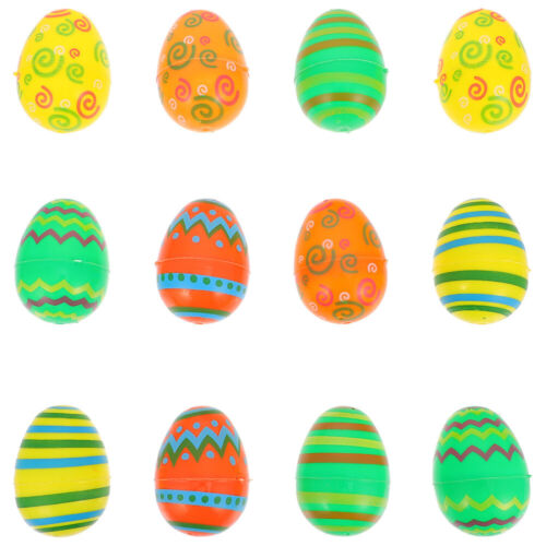 12 pièces dessin animé d'œufs de Pâques imprimés œufs d'ouverture remplissables - Photo 1/12