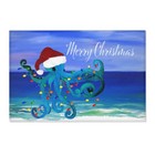 Christmas octopus Holiday lights beach Area Rugs