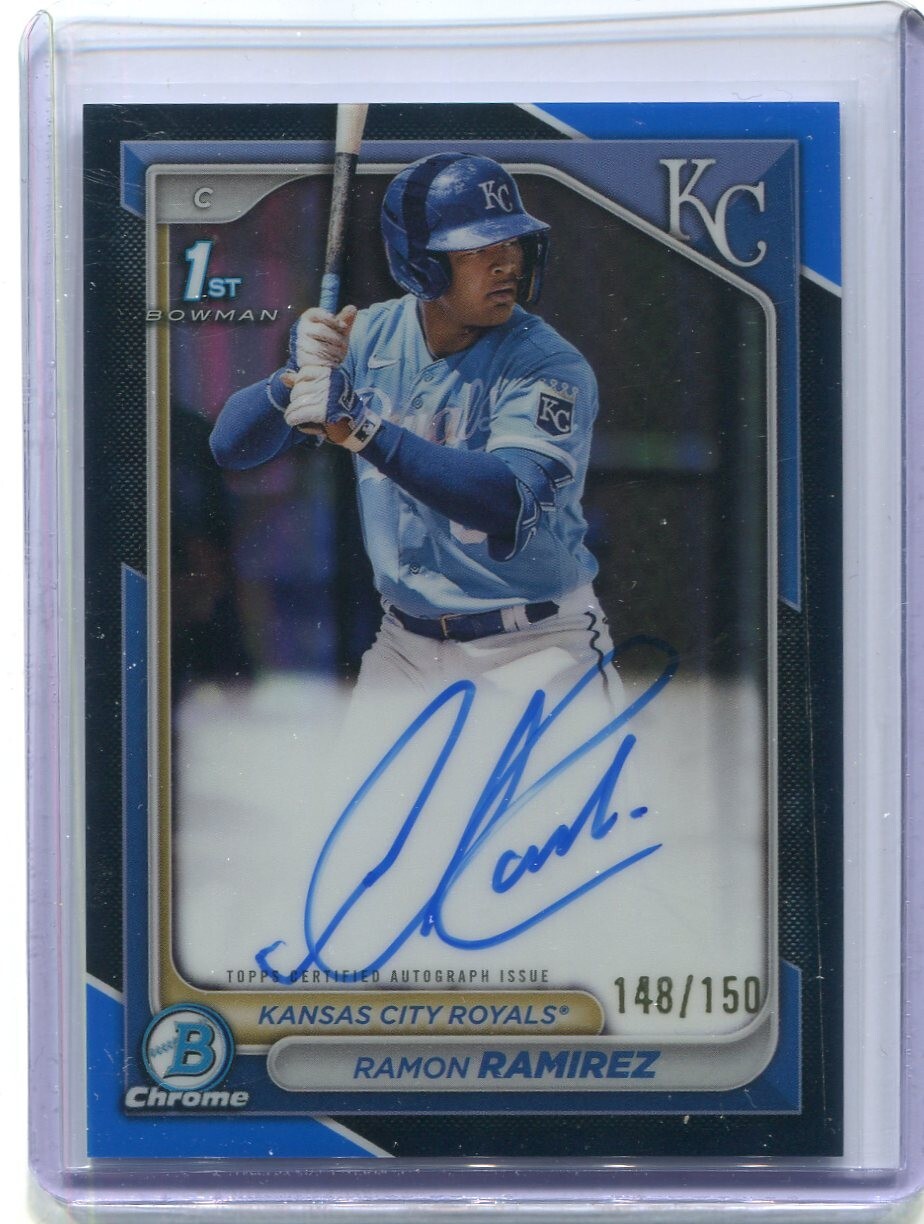 2024 Bowman Baseball Ramon Ramirez Chrome 1st /150 BLUE REFRACTOR AUTO Royals