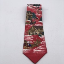 Zylos George Machado Tie Christmas Santa Sled Reindeer 100% Silk USA Made